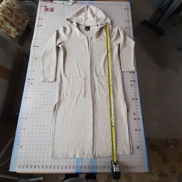 BBJ Los Angeles Sweater Womens Medium Long Line Open Hoodie Cardigan Pockets - Picture 10 of 10